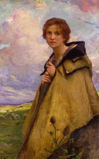 Charles-Amable Lenoir Shepherdess Norge oil painting art